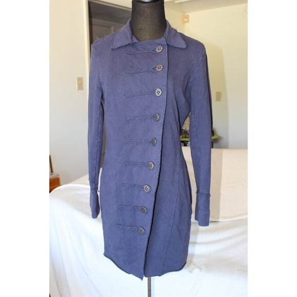 Neon Buddha Military Style Blue Jacket Small Button Front Long Sleeves Pockets - Picture 2 of 8